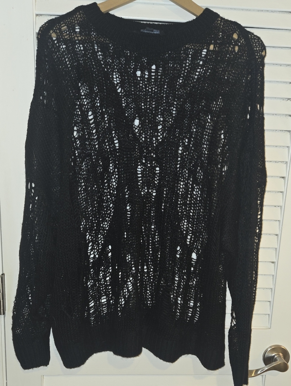NWOT torrid Nightfall Distressed  Open-Weave Crewneck Sweater sz 0